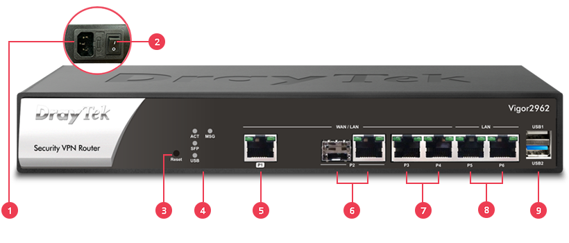 port interface of Vigor2962